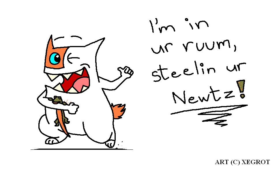 I'm in ur ruum, steelin ur Newtz! by Xegrot