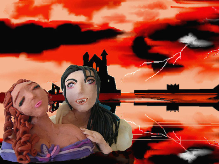Vampire and girl, plastilina by Xiakeyra