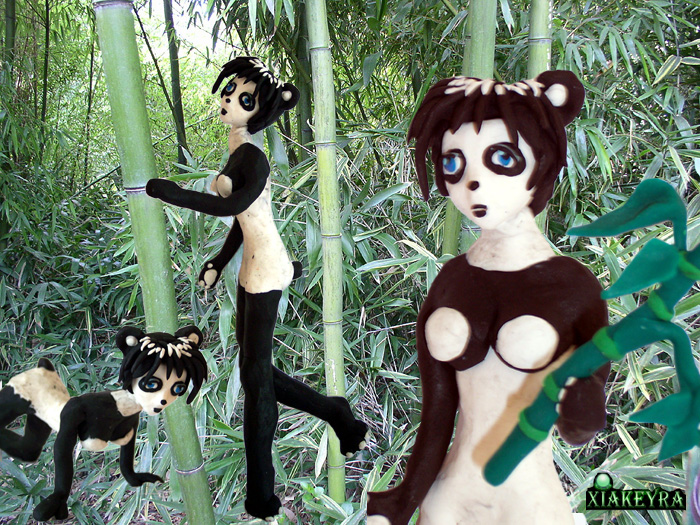 panda girl, plastilina, request for mathmachine by Xiakeyra