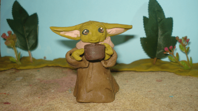 Little baby Yoda clay animation by Xiakeyra