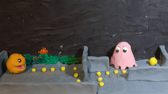 Pac-man clay animation by Xiakeyra