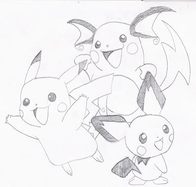 Pikachu and Evolutions by XxDarkSwordxX