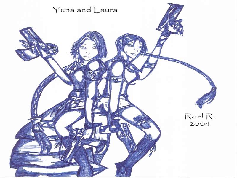 Yuna and Laura Croft by XxFinalxFantasyxFanxX