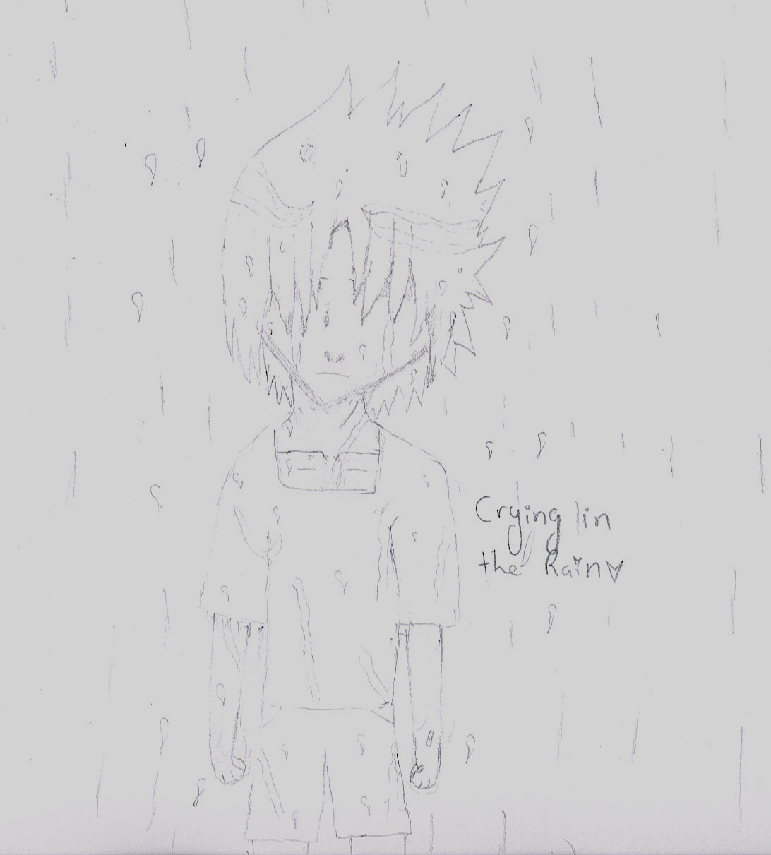 Sasuke crying in the rain by XxKayxKayxX