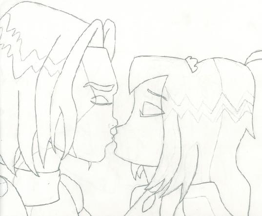 Sky and Bloom kiss (b+w) by x0x-Anime-Lover-x0x