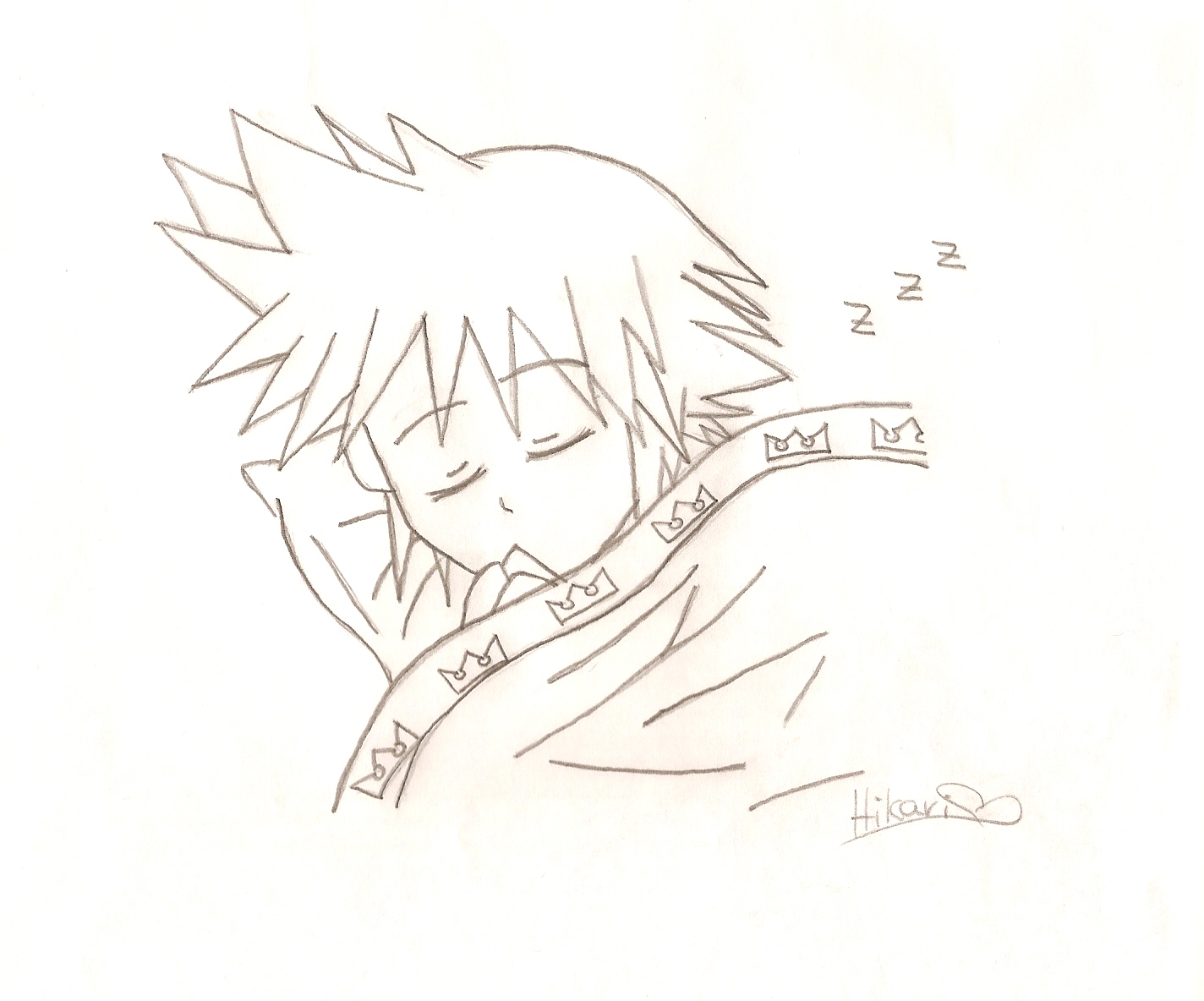 Sleeping Sora and his blanket (for FL) by xRikusxGirlx