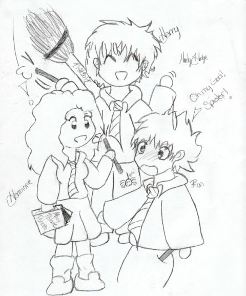 Chibi Harry, Ron, and Hermione. by xScenex