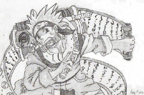 Naruto with scrolls. by xScenex