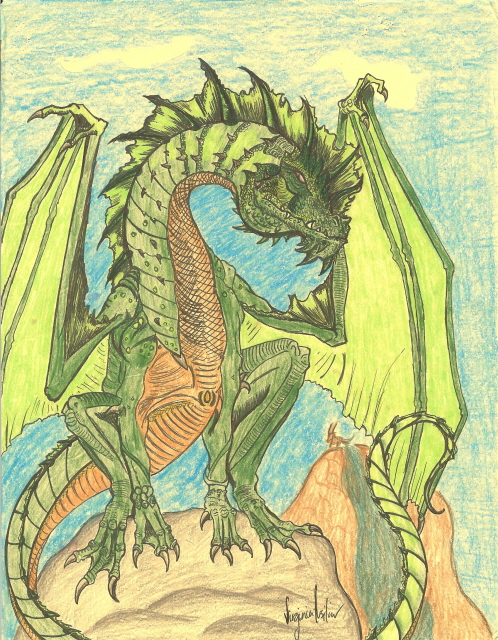 Emerald Dragon by xXDarkHuntressXx
