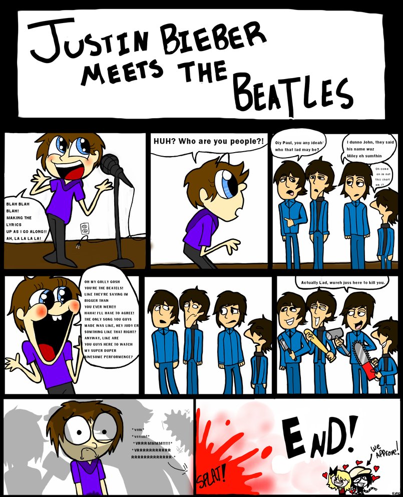 Justin Bieber Meets The Beatles by xcomickittyX