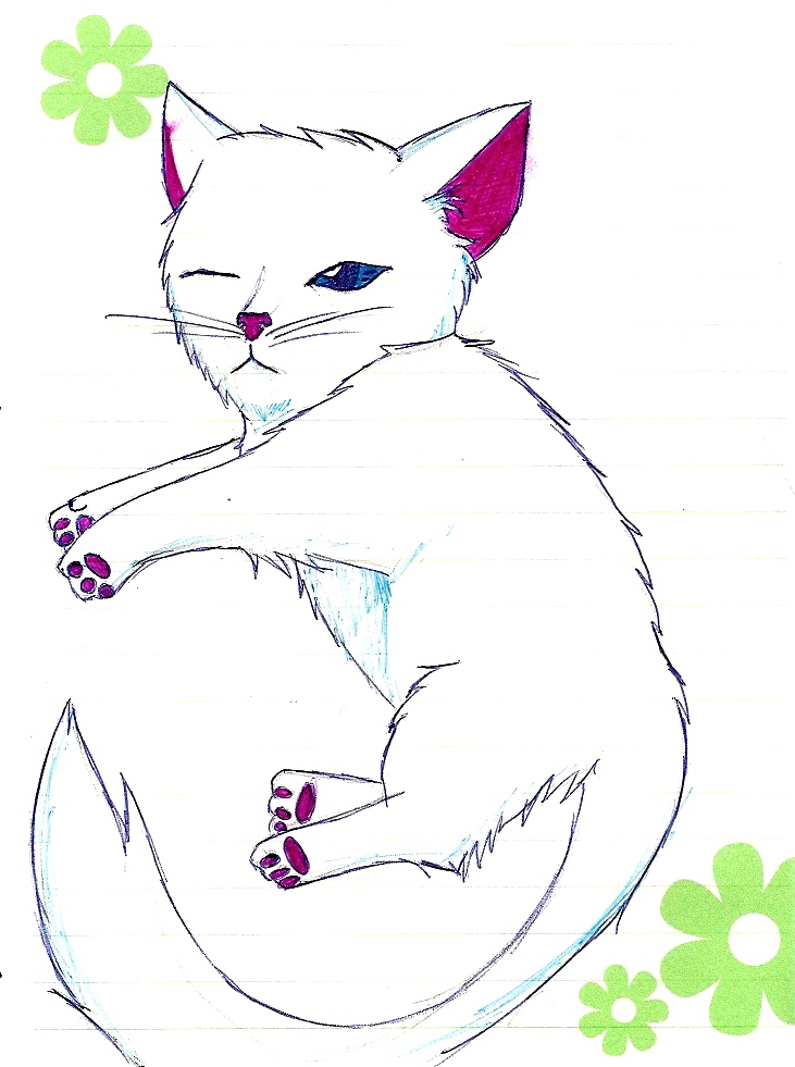 fluffy white kitty cat for rain_kitty by xkibaxgirlx