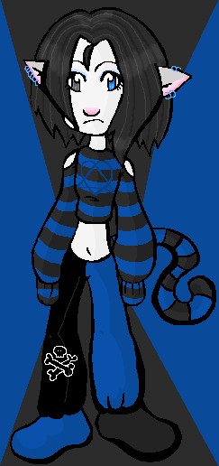 blue and black pirateish cat by xxKILLtheSYSTEMxx