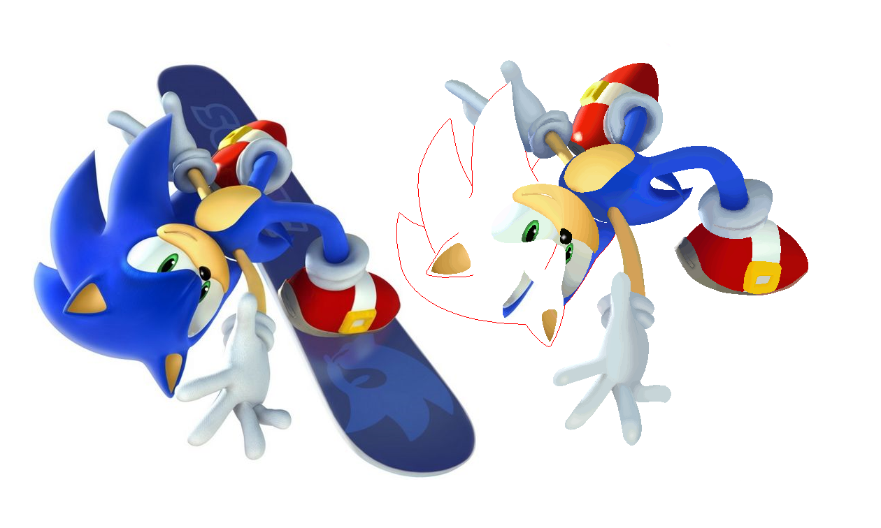 WIP: Sonic Snowboarding done on MS Paint by xxXShadowWolfXxx