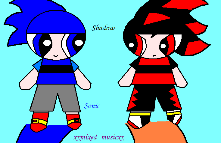 Powerpuff Sonic and Shadow by xxmixed_musicxx