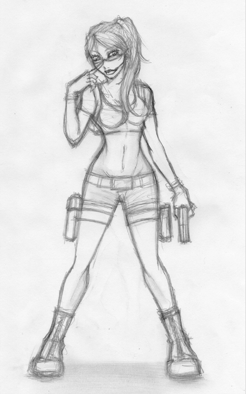 Lara Croft -Tomb Raider Legend- (Sketch) by YamiSavrilleIshtar