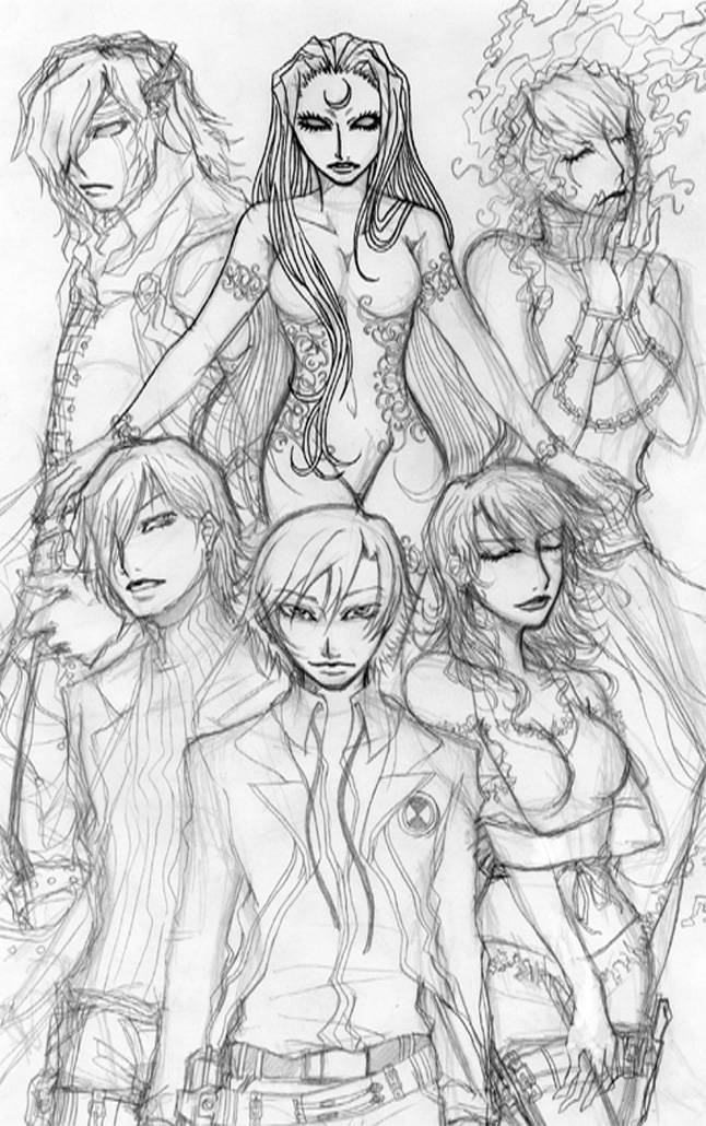 P3 -The Twilight- Group Sketch by YamiSavrilleIshtar