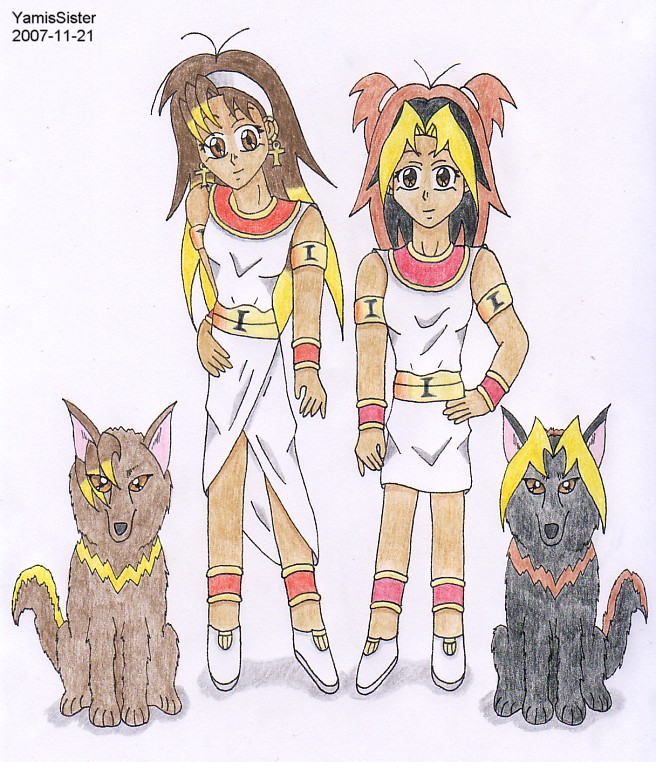 Sirubi and Noaru - Egypt and wolf style by YamisSister