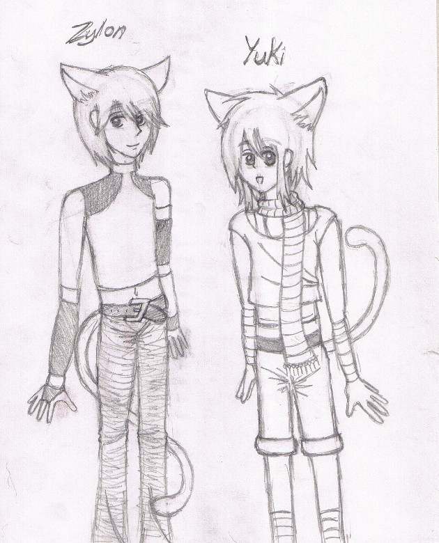 Sketch of my OCs Zylon and Yuki by YuffieTheSwift