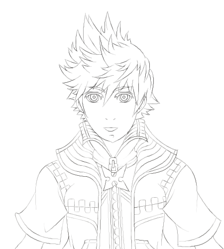 Roxas Lineart by YuffieTheSwift