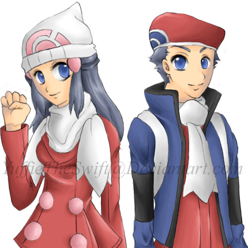 Official artwork of Lucas and Dawn in their Platinum outfits from