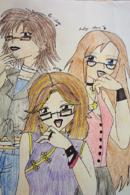 re-chan, saby-chan and myself COLORED!!!!!! by Yume_innocent_child