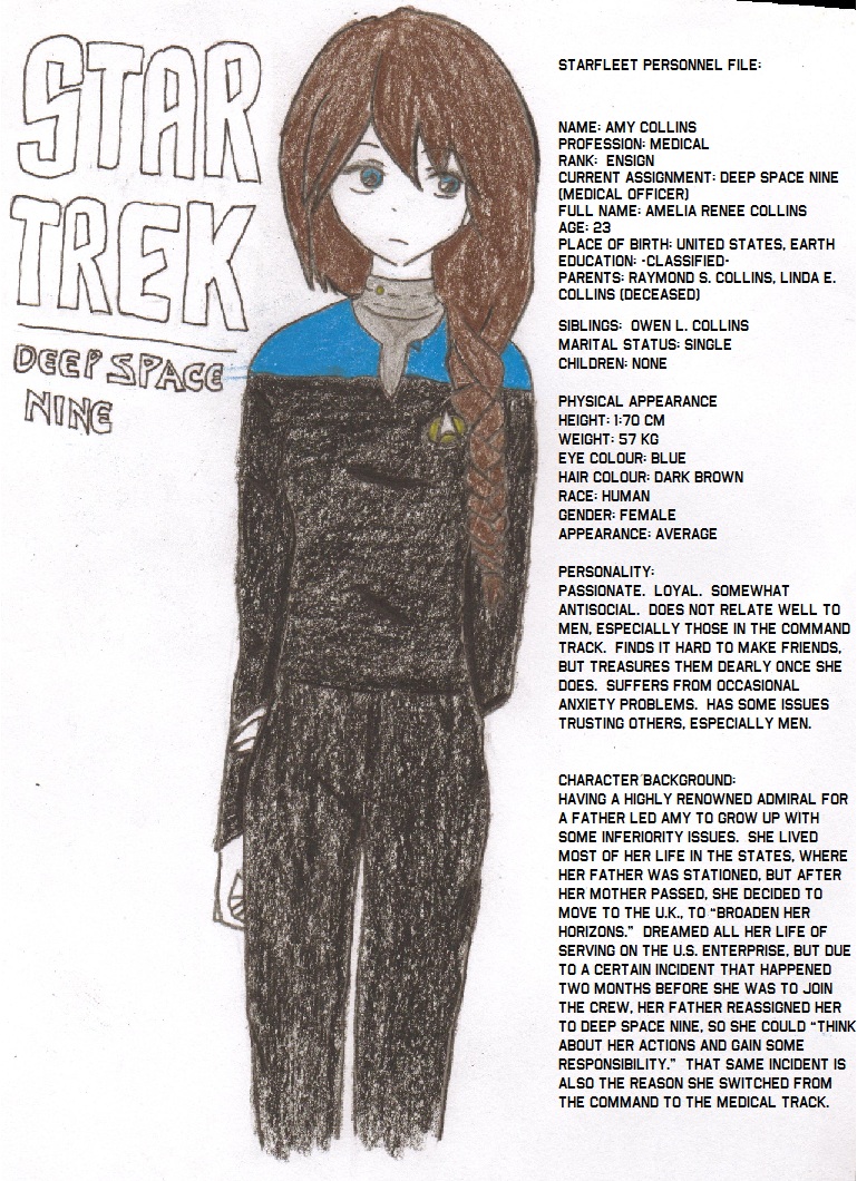 Starfleet Personnel File:  Amelia Collins- Coloured by YunieXTidus
