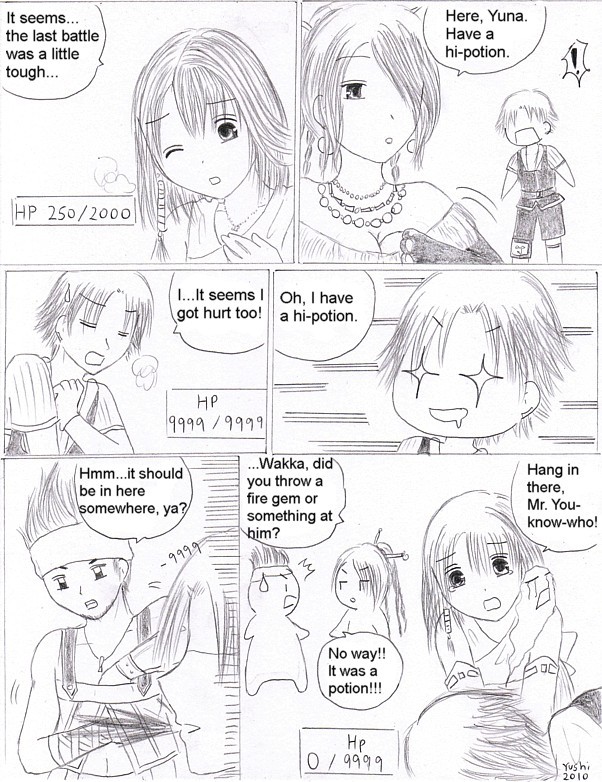 FFX comic: Get that potion! by Yushi