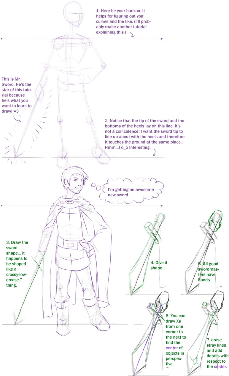How to Draw Swords in Perspective-Like Times... by Yusuke_SprtDtctv