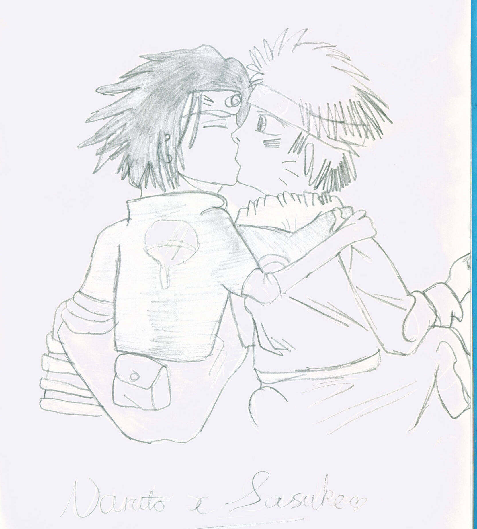 Naruto and Sasuke kissing by yamiskoi