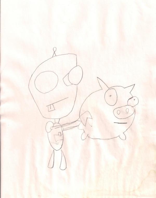 Gir and his little piggy by yourrandomchick