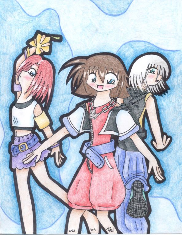 Sora, Riku, and Kairi *Group Shot* by yume_no_neko
