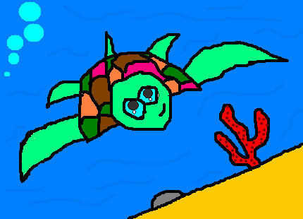 a swimming turtle by Zanna
