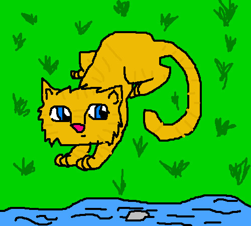 cat by a stream by Zanna