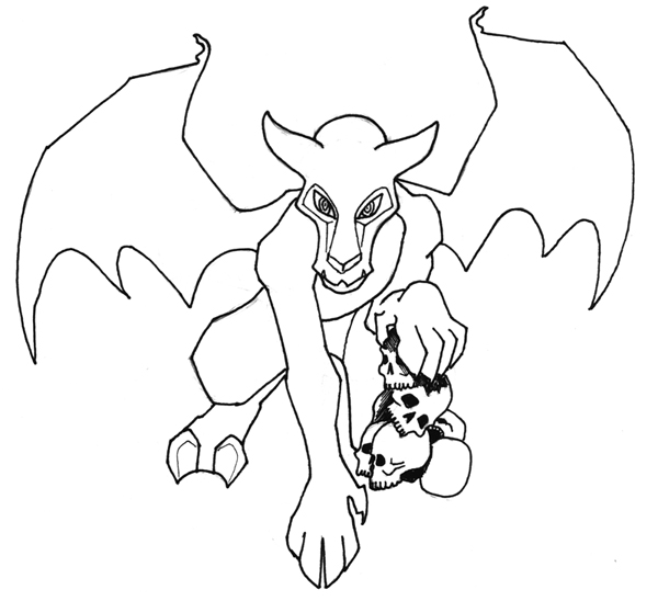 Sketches: Gargoyle with Skulls by Zee