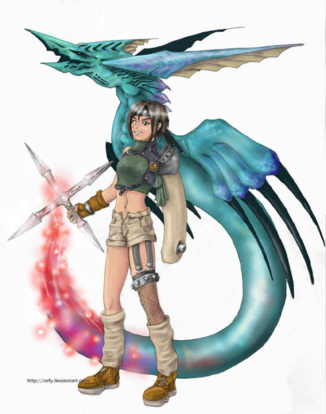 Yuffie and Leviathan by Zefy