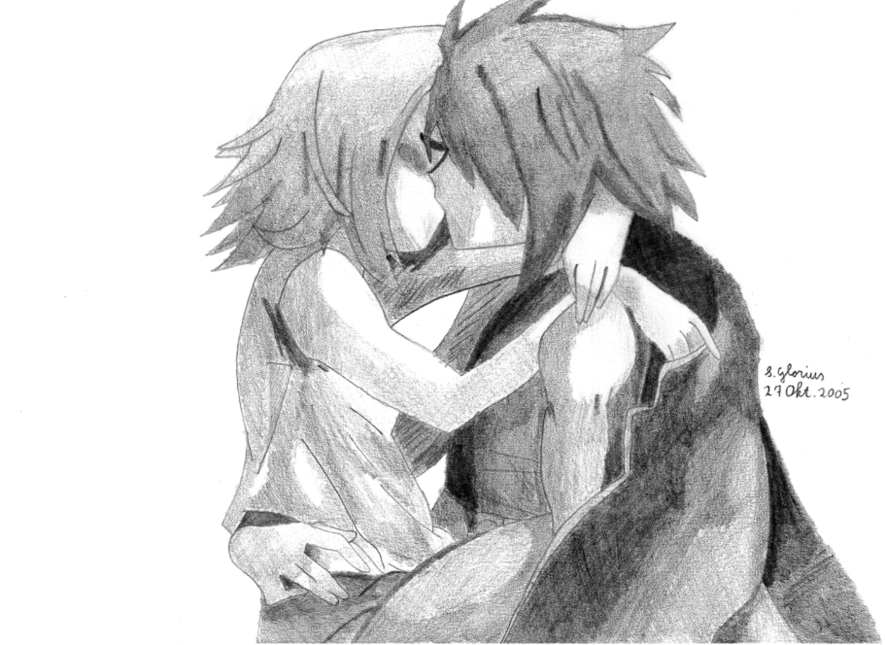 Raine &amp; Kratos kissing (scanned) by Zelos_Lover