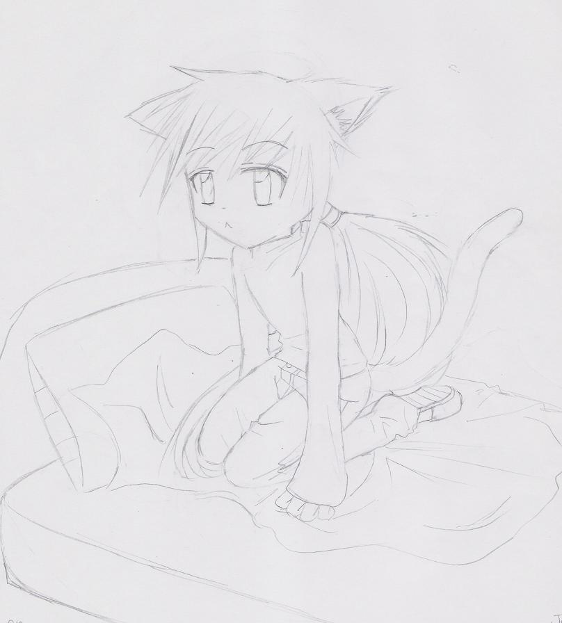 Super-Chibi Cute Neko Zero! (bed) by ZeroMidnight