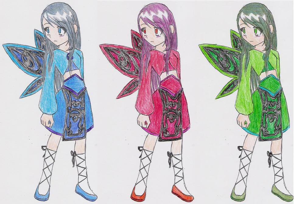 Triple Fairies colored by ZeroMidnight
