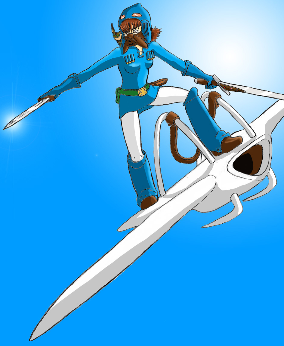 Nausicaa and her Glider -colored 2 by ZeroMidnight