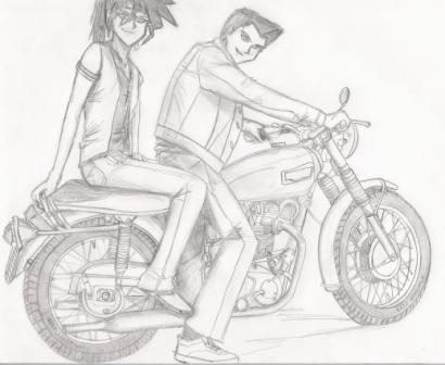 Duke and Tristan riding the bike by Zero_angel