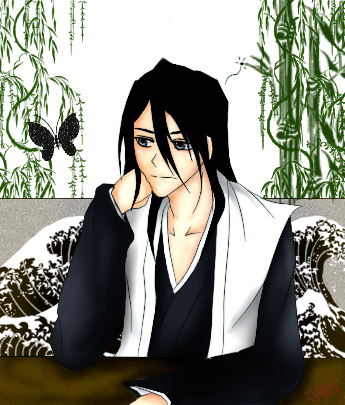 Byakuya And The Boredom!XD(Art-trade with blueangel) by ZiaReN