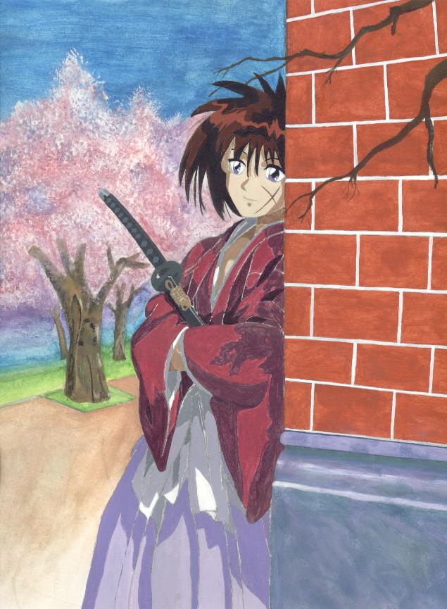 Kenshin Against Wall (nearly complete) by Ziran152