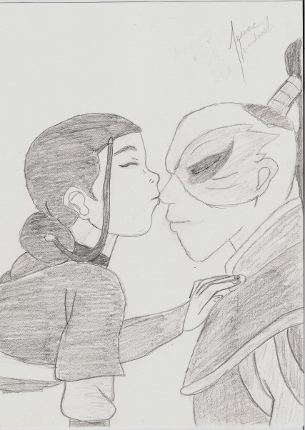 Katara kissing Zuko on the nose by Zukosangel_04
