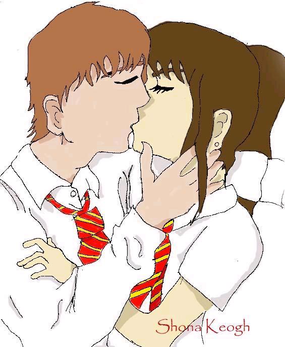 Ron Kissin Hermione by zanacu