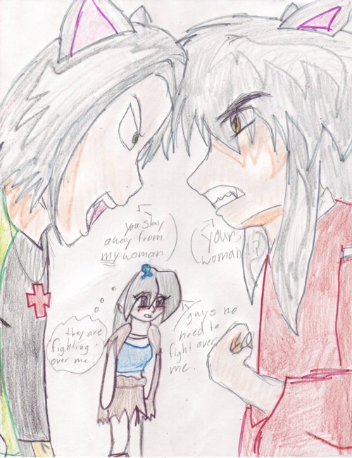 inuyasha and manata fighting *a request from inuya by zelda41