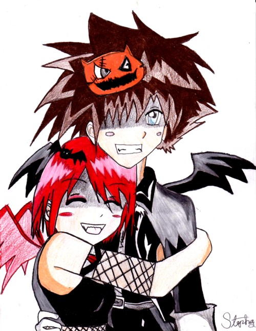Halloween Sora and Kairi!! by zelda41