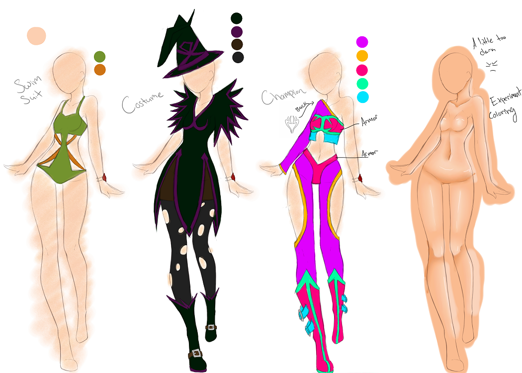 Rose - 3 outfit designs by zelosgirl120