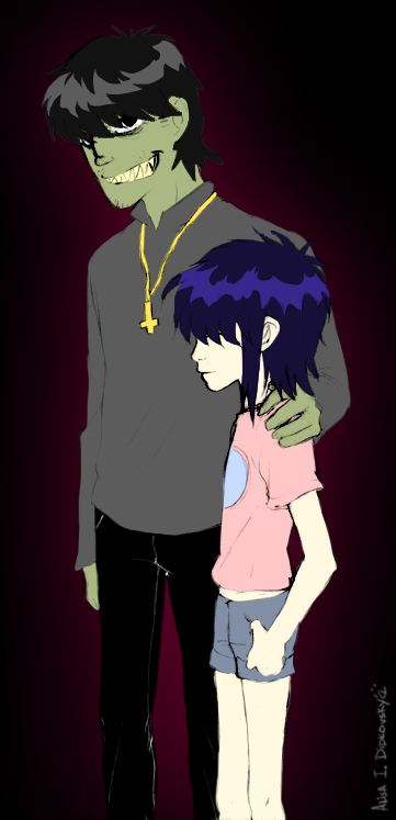 Murdoc + Noodle by zooni